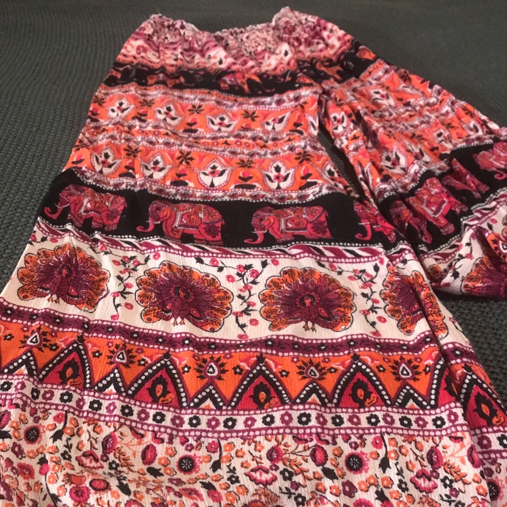 ANGIE Elephant Print Women's Wide Leg Pants